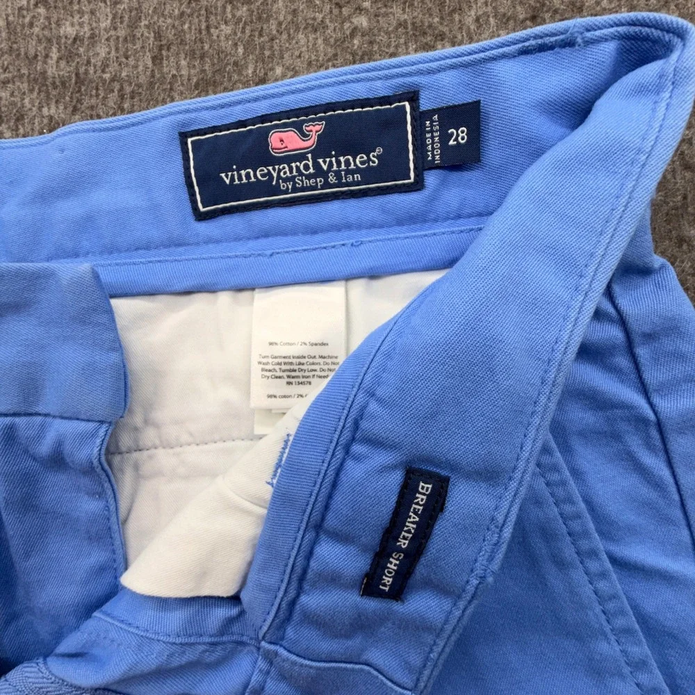 Vineyard Vines Breaker Shorts Mens 28 Blue Stretch Chino Flat Front Cotton Blend